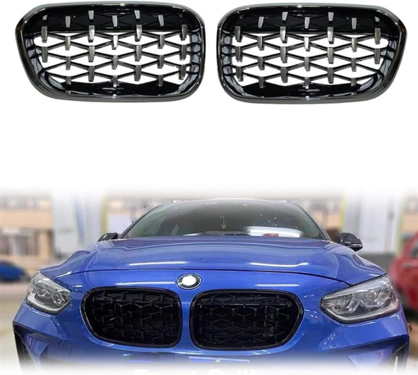 Bmw f20 diamond ön panjur ızgara 2012-2015 arası krom-siyah ürün görseli 1
