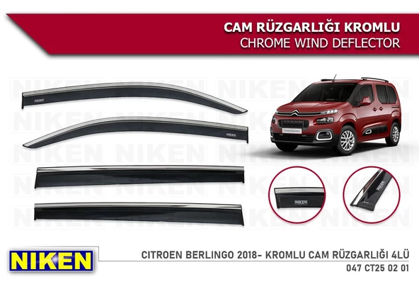 Citroen Berlingo Kromlu Cam Rüzgarlığı Niken 2019+ sonrası ürün görseli 1