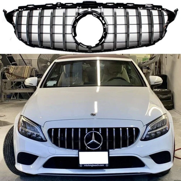 Mercedes w205 gtr ön panjur ızgara seti krom-siyah 2019 sonrası ürün görseli 1