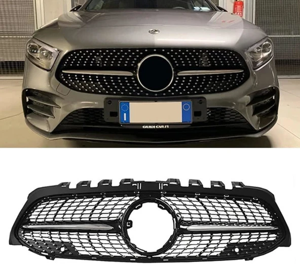 Mercedes w177 diamond ön panjur ızgara seti krom-siyah 2018 sonrası ürün görseli 1
