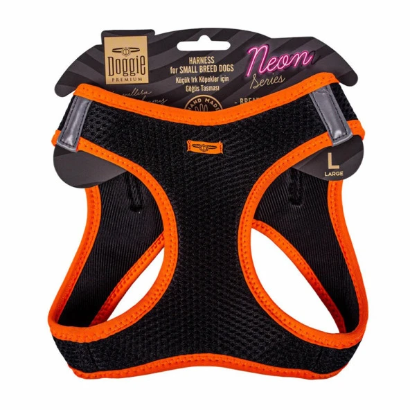 Doggie Havalı Dokuma Neon Serisi Köpek Göğüs Tasması Turuncu 42-48 Cm Large ürün görseli 1