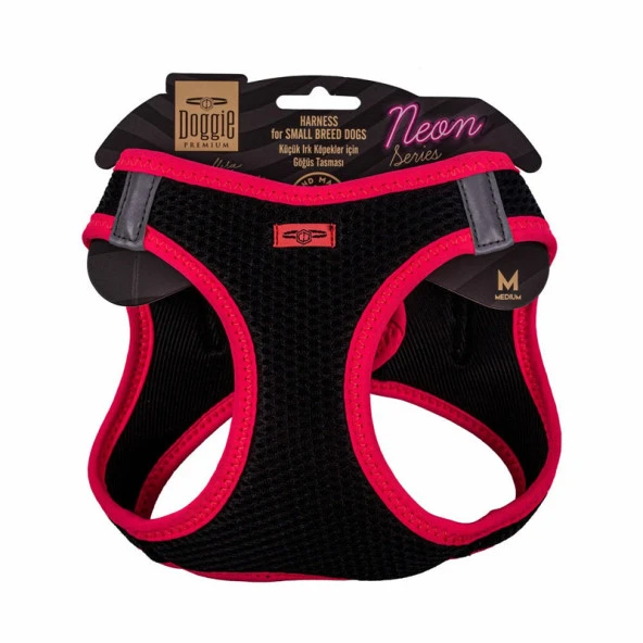 Doggie Havalı Dokuma Neon Serisi Köpek Göğüs Tasması Pembe 38-44 Cm Medium ürün görseli 1