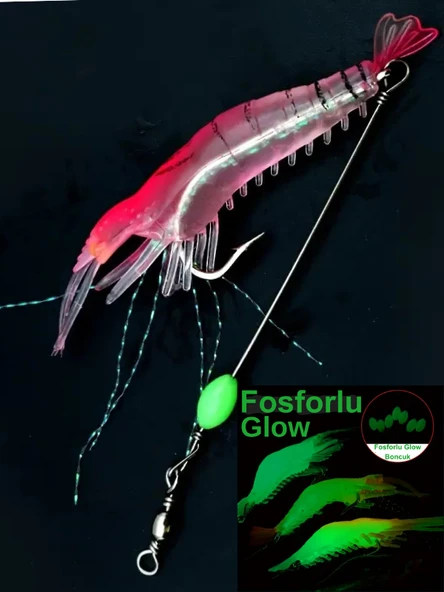 ea genset Fosforlu Glow Silikon Karides Yapay Yem Pembe ürün görseli 1