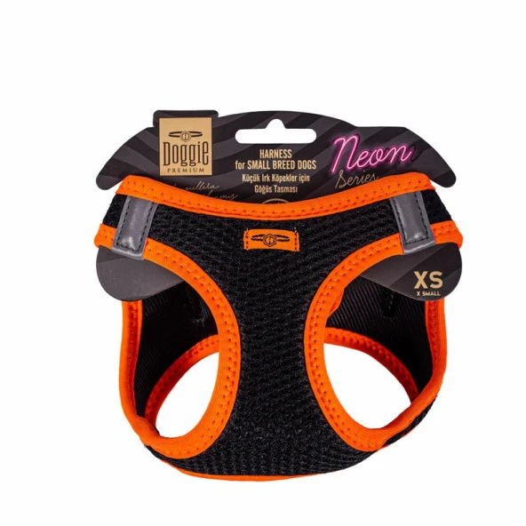 Doggie Havalı Dokuma Neon Serisi Köpek Göğüs Tasması Turuncu 30-34 Cm XSmall ürün görseli 1