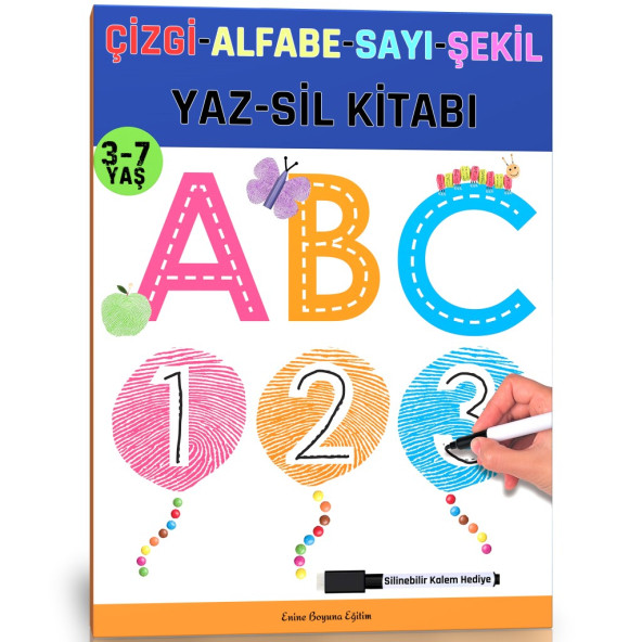 Okul Öncesi Çizgi Alfabe Sayı Şekil YAZ-SİL Kitabı ürün görseli 1