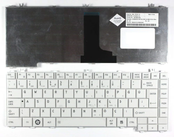 Toshiba L635-S3040RD L635-S3050BN Notebook Klavyesi - Beyaz - TR ürün görseli 1