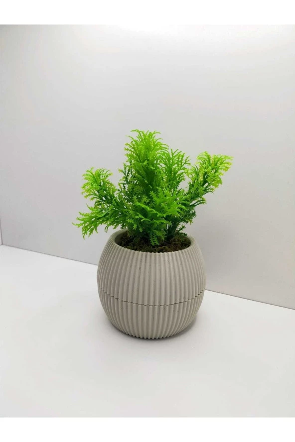 Mini Saksıda Çim Yeşili Yapay Bitki Garnitür Taş Yosunlu 17 Cm Dekoratif Banyo Mutfak Masa Çiçeği ürün görseli 1
