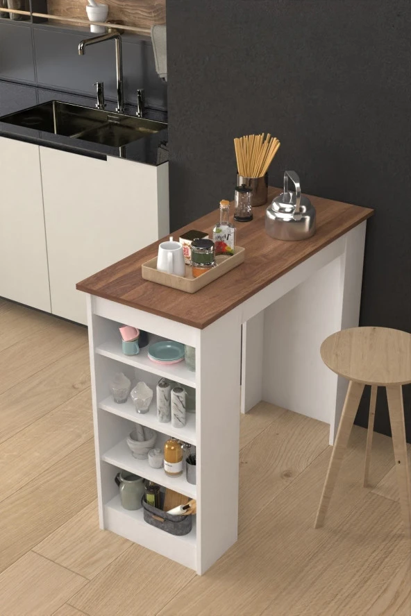 Ardeno  Fix Mutfak Bar Masası Mutfak Masası Ceviz Beyaz ürün görseli 1