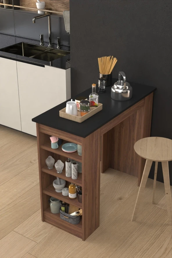 Ardeno  Fix Mutfak Bar Masası Mutfak Masası Siyah Ceviz ürün görseli 1