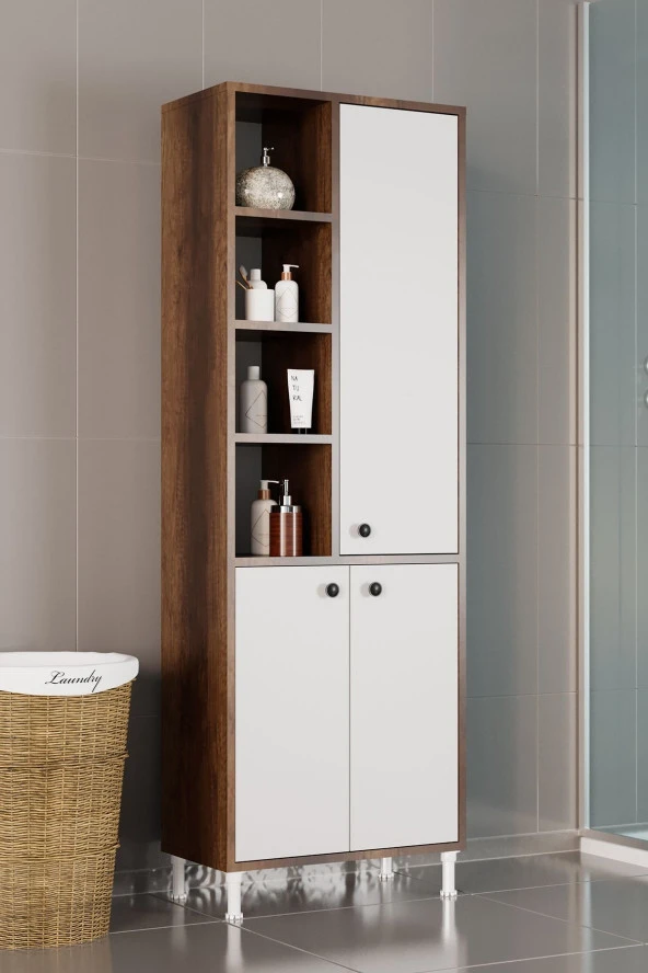 Evdemo  Selen Çok Amaçlı Mutfak Banyo Dolabı Ceviz ürün görseli 1