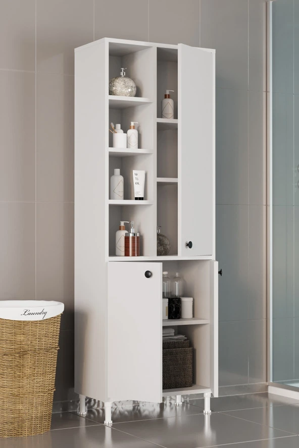 Evdemo  Selen Çok Amaçlı Mutfak Banyo Dolabı Beyaz ürün görseli 1