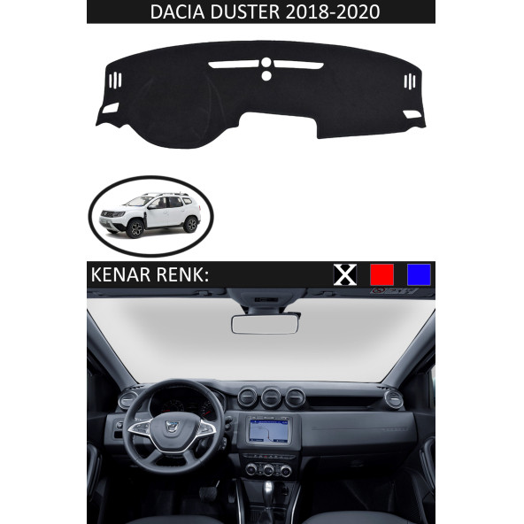 Dacia Duster 2018-2020 Için Uygun Torpido Koruma Halısı Siyah Kenar Renk Siyah ürün görseli 1