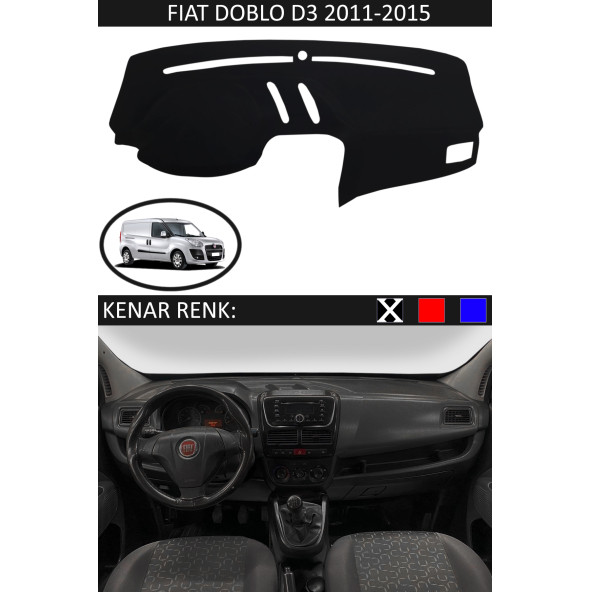 Fiat Doblo D3 2011-2015 Için Uygun Torpido Koruma Halısı Siyah Kenar Renk Siyah ürün görseli 1
