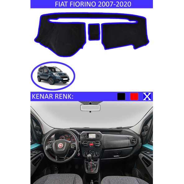 Fiat Fiorino 2007-2020 Için Uygun Torpido Koruma Halısı Siyah Kenar Renk Mavi ürün görseli 1