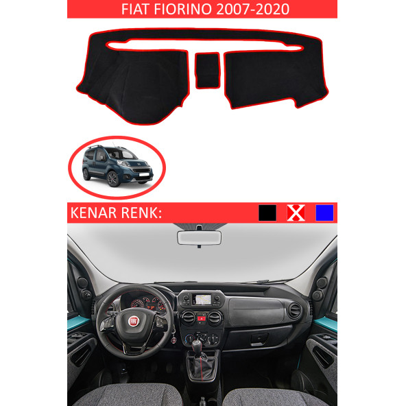 Fiat Fiorino 2007-2020 Modelleri Için Uygun Torpido Koruma Halısı Siyah Kenar Renk Kırmızı ürün görseli 1