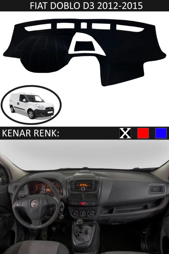 Fiat Doblo D3 2012-2015 Için Uygun Torpido Koruma Halısı Siyah Kenar Renk Siyah ürün görseli 1