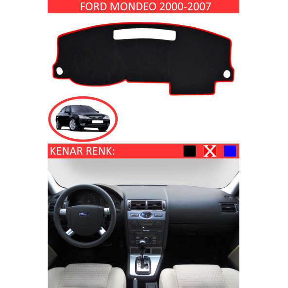 Ford Mondeo 2000-2007 Için Uygun Torpido Koruma Halısı Siyah Kenar Renk Kırmızı ürün görseli 1