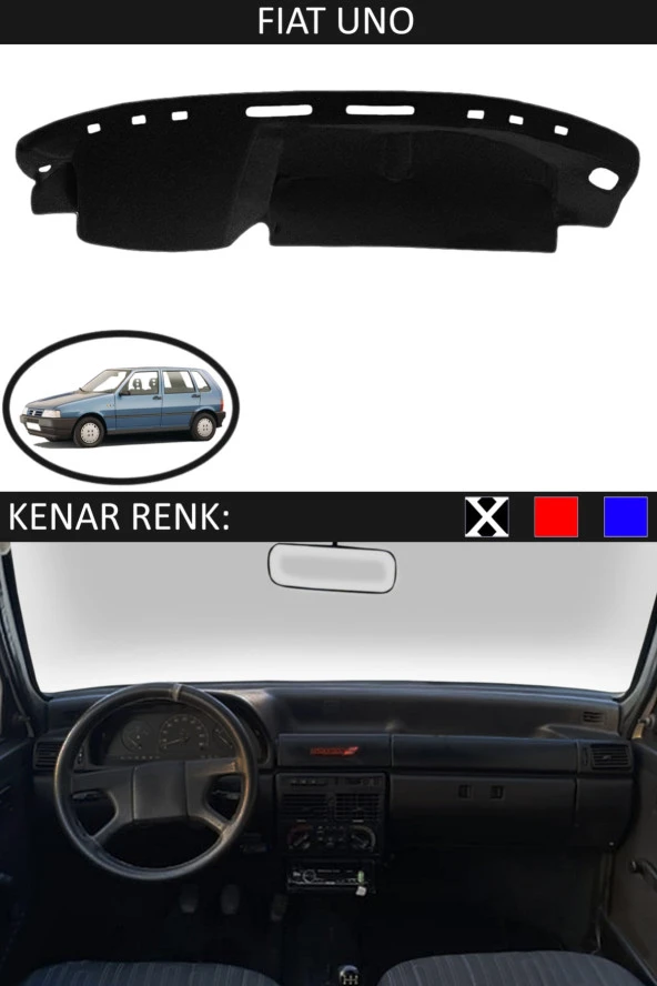 Fiat Uno Için Uygun Torpido Koruma Halısı Siyah Kenar Renk Siyah ürün görseli 1