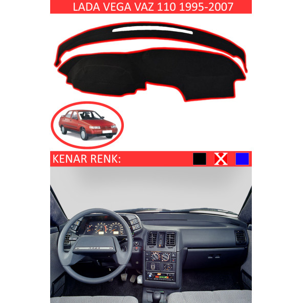 Lada Vaz 110 1995-2007 Modelleri Için Uygun Torpido Koruma Halısı Siyah Kenar Renk Kırmızı ürün görseli 1