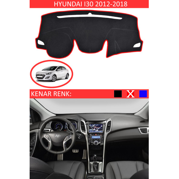 Hyundai I30 2012-2018 Için Uygun Torpido Koruma Halısı Siyah Kenar Renk Kırmızı ürün görseli 1