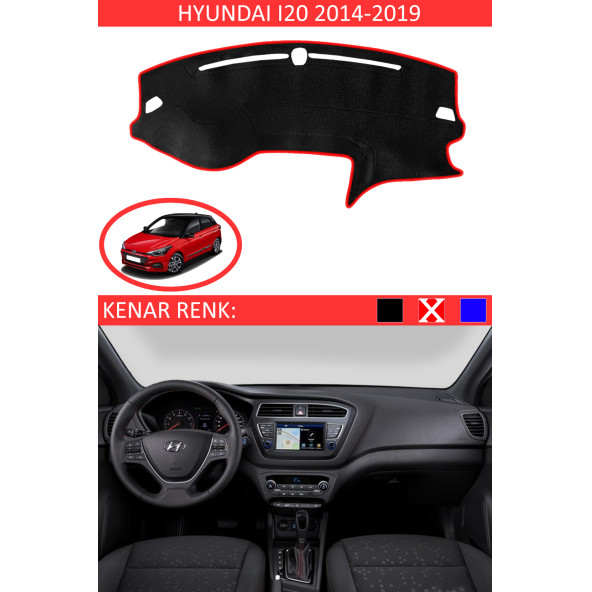 Hyundai I20 2014-2019 Için Uygun Torpido Koruma Halısı Siyah Kenar Renk Kırmızı ürün görseli 1
