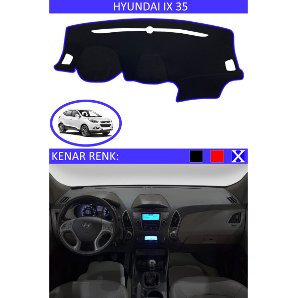 Hyundai Ix35 Için Uygun Torpido Koruma Halısı Siyah Kenar Renk Mavi ürün görseli 1