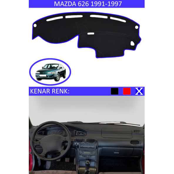 Mazda 626 1991-1997 Için Uygun Torpido Koruma Halısı Siyah Kenar Renk Mavi ürün görseli 1