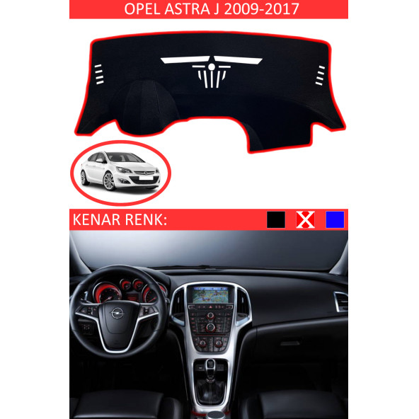 Opel Astra J 2009-2017 Için Uygun Torpido Koruma Halısı Siyah Kenar Renk Kırmızı ürün görseli 1