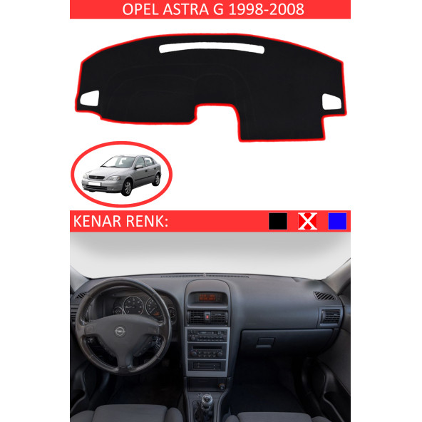 Opel Astra G 1998-2008 Için Uygun Torpido Koruma Halısı Siyah Kenar Renk Kırmızı ürün görseli 1