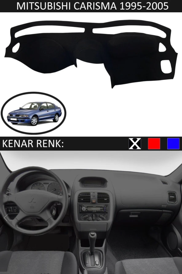 Mitsubishi Carisma 1995-2005 Için Uygun Torpido Koruma Halısı Siyah Kenar Renk Siyah ürün görseli 1