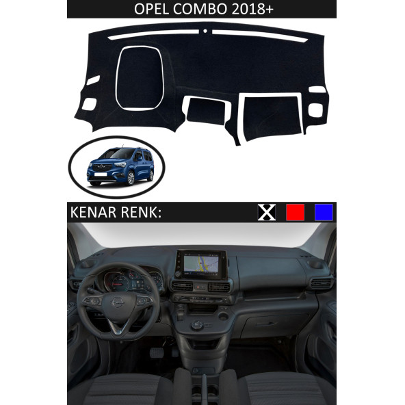 Opel Combo 2018+ Için Uygun Torpido Koruma Halısı Siyah Kenar Renk Siyah ürün görseli 1