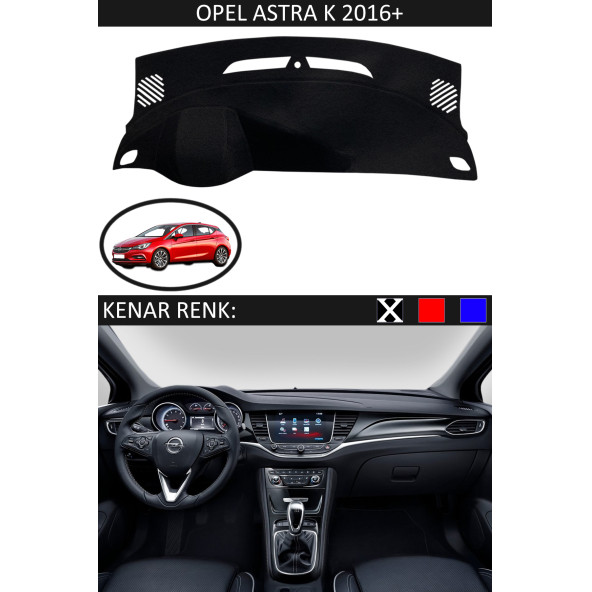 Opel Astra K 2016+ Için Uygun Torpido Koruma Halısı Siyah Kenar Renk Siyah ürün görseli 1