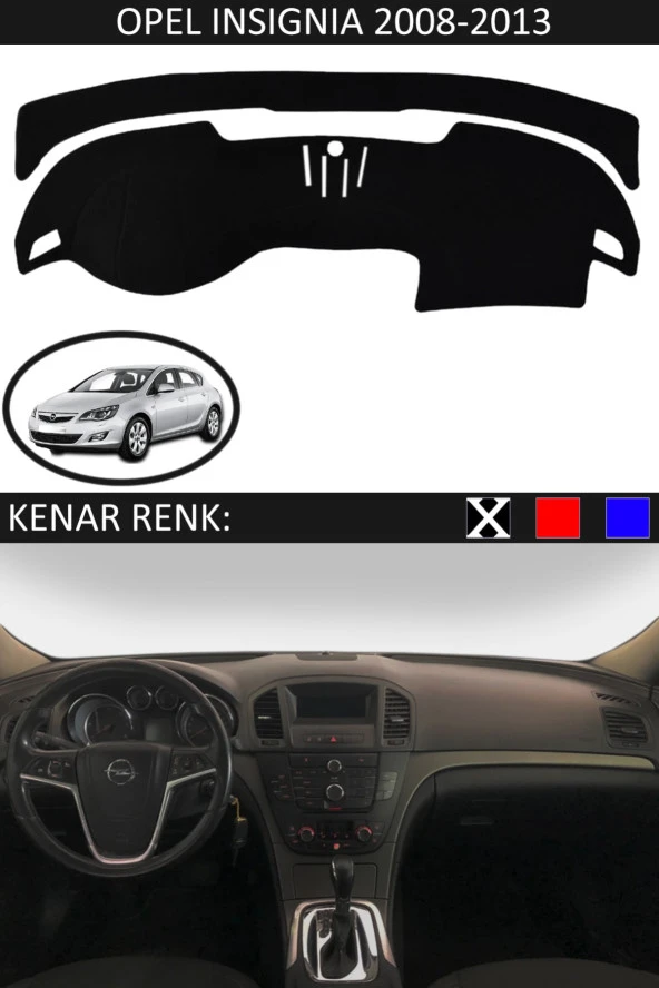 Opel Insignia 2008-2013 Için Uygun Torpido Koruma Halısı Siyah Kenar Renk Siyah ürün görseli 1