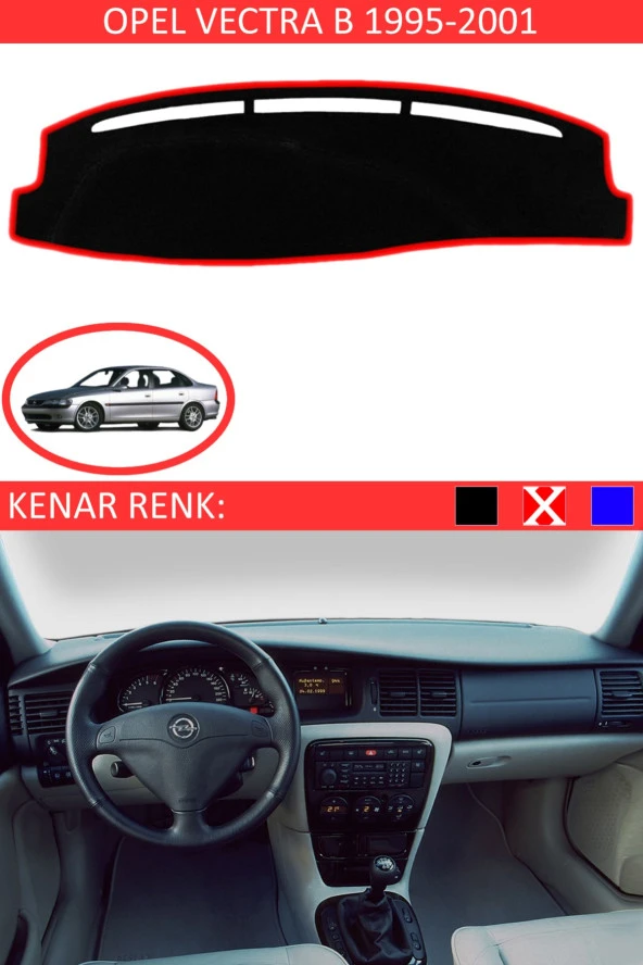 Opel Vectra B 1995-2001 Için Uygun Torpido Koruma Halısı Siyah Kenar Renk Kırmızı ürün görseli 1