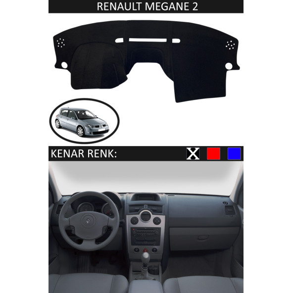 Renault Megane 2 Için Uygun Torpido Koruma Halısı Siyah Kenar Renk Siyah ürün görseli 1