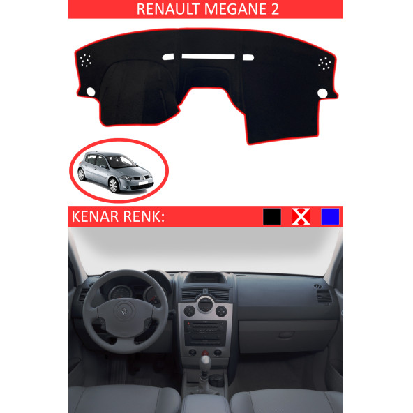 Renault Megane 2 Için Uygun Torpido Koruma Halısı Siyah Kenar Renk Kırmızı ürün görseli 1
