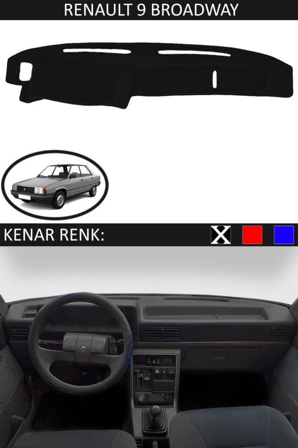 Renault 9 Broadway Için Uygun Torpido Koruma Halısı Siyah Kenar Renk Siyah ürün görseli 1