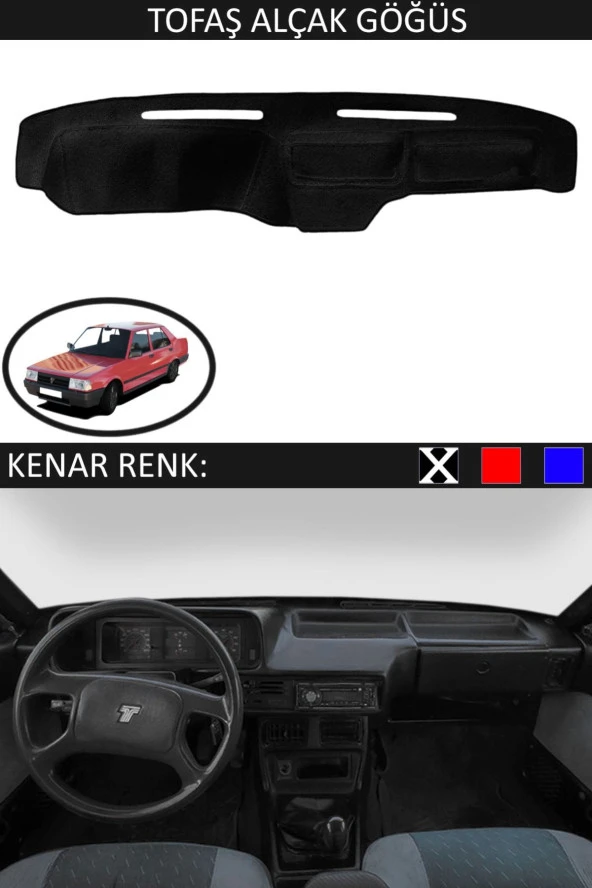 Tofaş Alçak Göğüs Için Uygun Torpido Koruma Halısı Siyah Kenar Renk Siyah ürün görseli 1