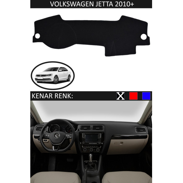 Volkswagen Jetta 2010+ Için Uygun Torpido Koruma Halısı Siyah Kenar Renk Siyah ürün görseli 1
