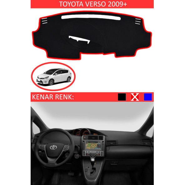 Toyota Verso 2009 + Için Uygun Torpido Koruma Halısı Siyah Kenar Renk Kırmızı ürün görseli 1