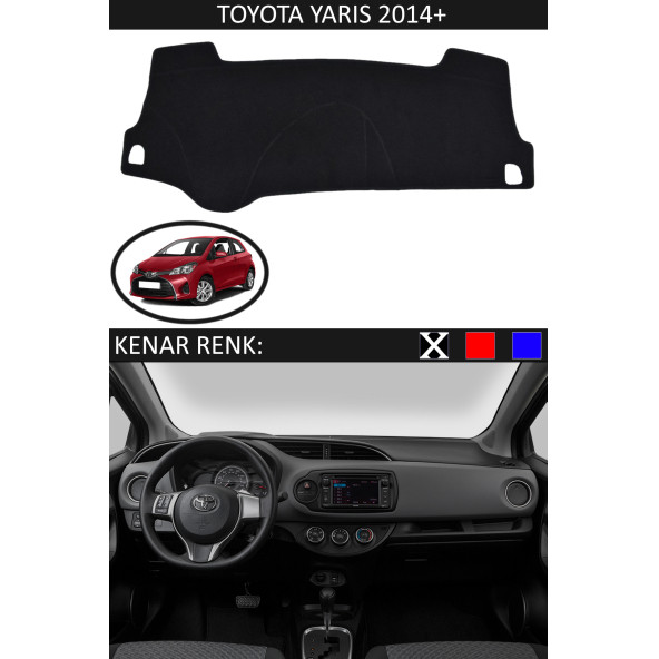 Toyota Yaris 2014 + İçin Uygun Torpido Koruma Halısı Siyah Kenar Renk Siyah ürün görseli 1
