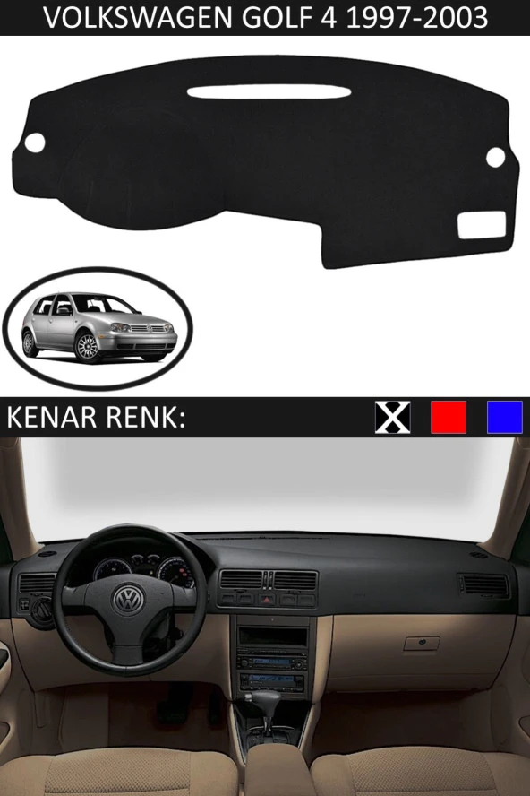 Volkswagen Golf 4 1997-2003 Için Uygun Torpido Koruma Halısı Siyah Kenar Renk Siyah ürün görseli 1