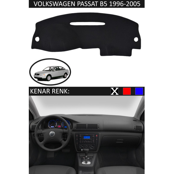 Volkswagen Passat B5 1996-2005 Için Uygun Torpido Koruma Halısı Siyah Kenar Renk Siyah ürün görseli 1