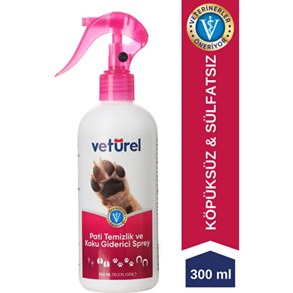 Vetürel Kedi Köpek Pati Temizlik ve Koku Giderici Sprey 300 ml ürün görseli 1