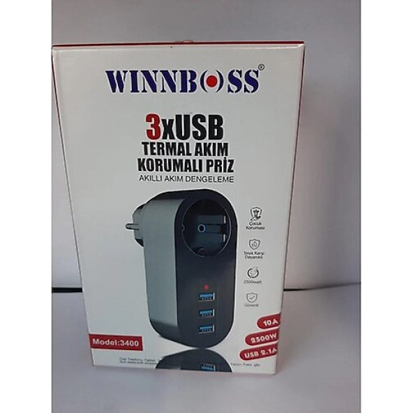 Wınnboss 3x USB Li Termal Akım Korumalı Priz ürün görseli 1