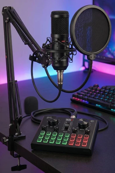 Lastvoice BM800 Live Set Efektli Ses Kartı Mikrofon Stand Kayıt Canlı Yayın Seti (PC ve Telefon) ürün görseli 1