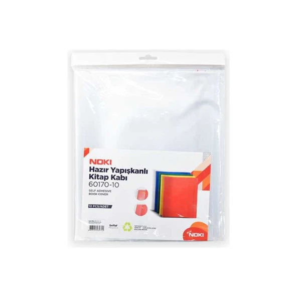 Noki 60170-10 Hazır Yapışkanlı Kitap Kabı 10'Lu Şeffaf ürün görseli 1