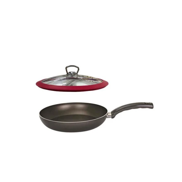 Mehtap Teflon Tava 24 CM Kırmızı Silikon Kapaklı ürün görseli 1