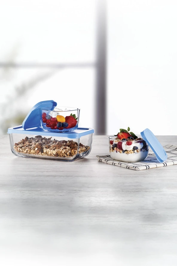 15 Parça Snowbox Mavi Kapaklı Saklama Kabı Takımı / 5 Büyük + 10 Küçük / Özel Set ürün görseli 1