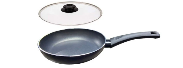 Mehtap Teflon Tava 24 CM İndüksiyon Tabanlı Lacivert Renk Cam Kapaklı ürün görseli 1